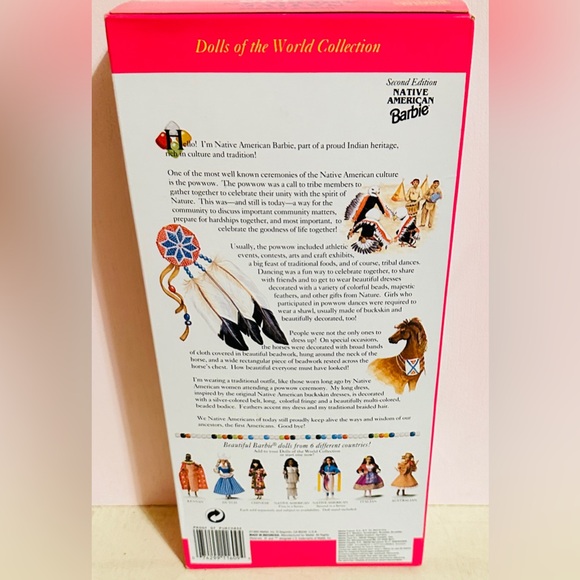 •1992 Native American Barbie 2nd Ed, from the Dolls of the World Series #2753 - Picture 4 of 7